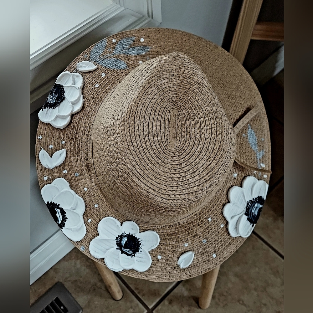 Sun hat.  Hand painted.